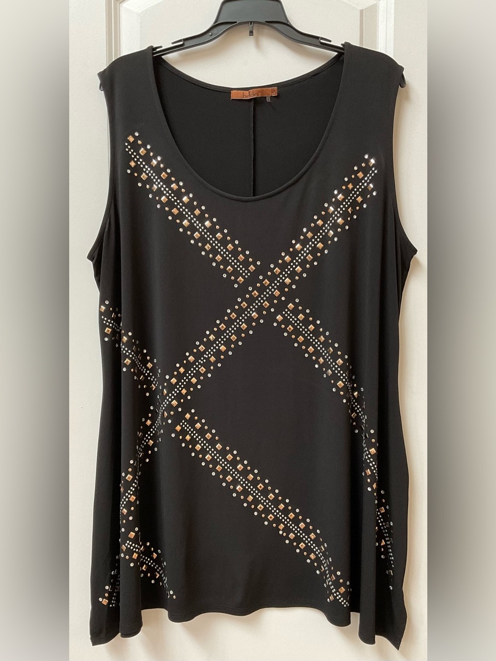 Belldini Sleeveless Top w/ Gold & Silver Studs